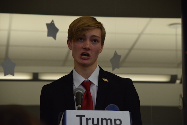 Republican nominee Donald Trump, represented by Jonathan Slovak, spoke about making America great again, in his opening remarks.