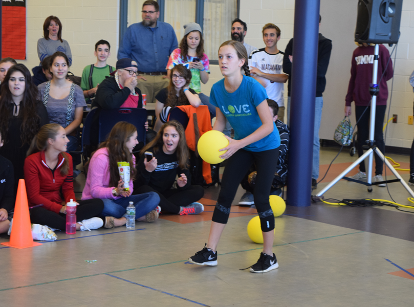 Freshman Heather Griffin of Manasquan played for the winning team in the Dodgeball Competition. 