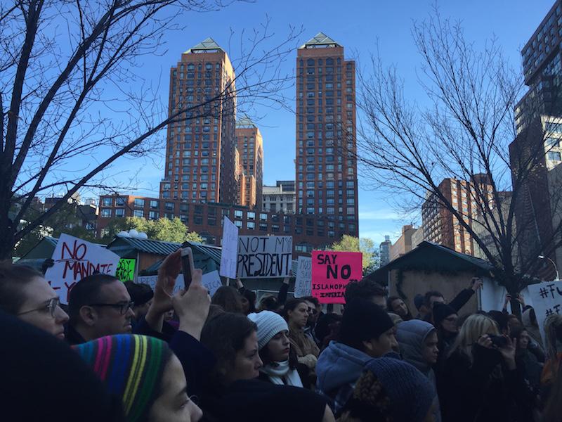 Junior+Zoe+McDonnell+of+Middletown+attended+an+anti-Trump+protest+at+Union+Square+Park+in+New+York+City+on+Nov.+12.