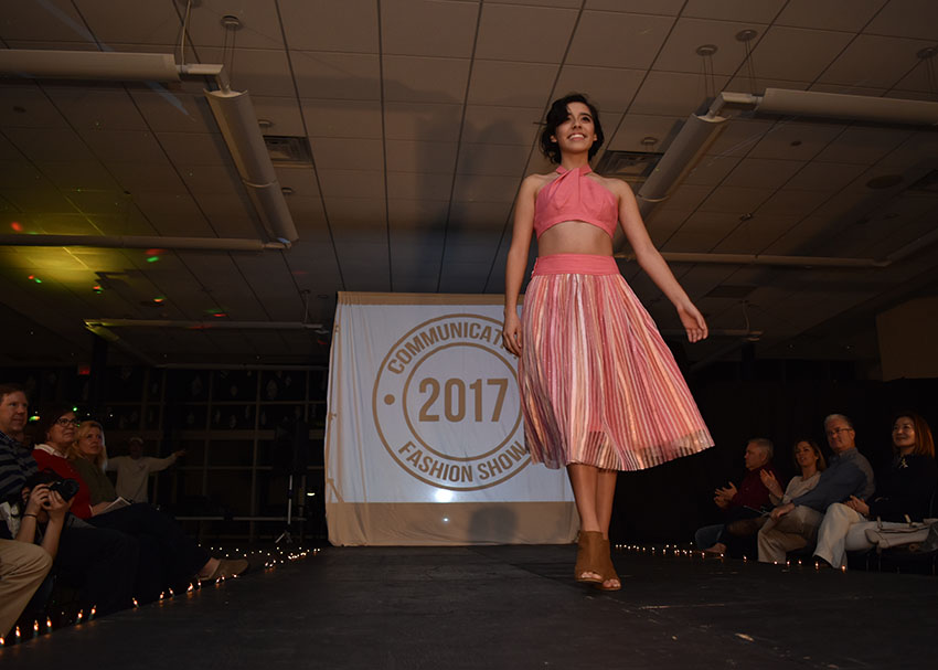 L. Morgan Designs made an appearance at the CHS Fashion Show for the second year in a row. Junior Christina Flynn of Middletown models a two-piece outfit designed, fitted and created by faculty member, Leah Morgan.