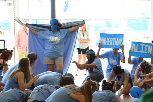 Each team created a unique chant in accordance with a chosen theme, but the blue “Mahertians” came out on top earning 20 points to start the day. Purple Reign and Monsters Pink came in second and third, respectively.
