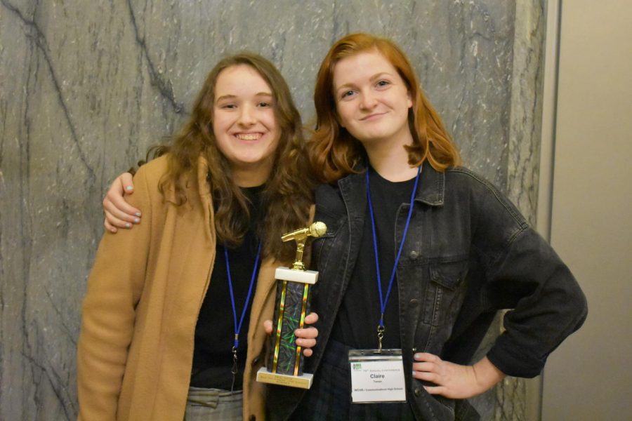 Seniors+Michelle+Moroses+of+Wall%2C+left%2C+Clare+Toman+of+Spring+Lake+Heights+and+Merina+Spaltro+of+Allentown+%28not+pictured%29+received+the+Best+Talk+Program+award+at+the+IBS+Awards+on+Friday%2C+March+1.