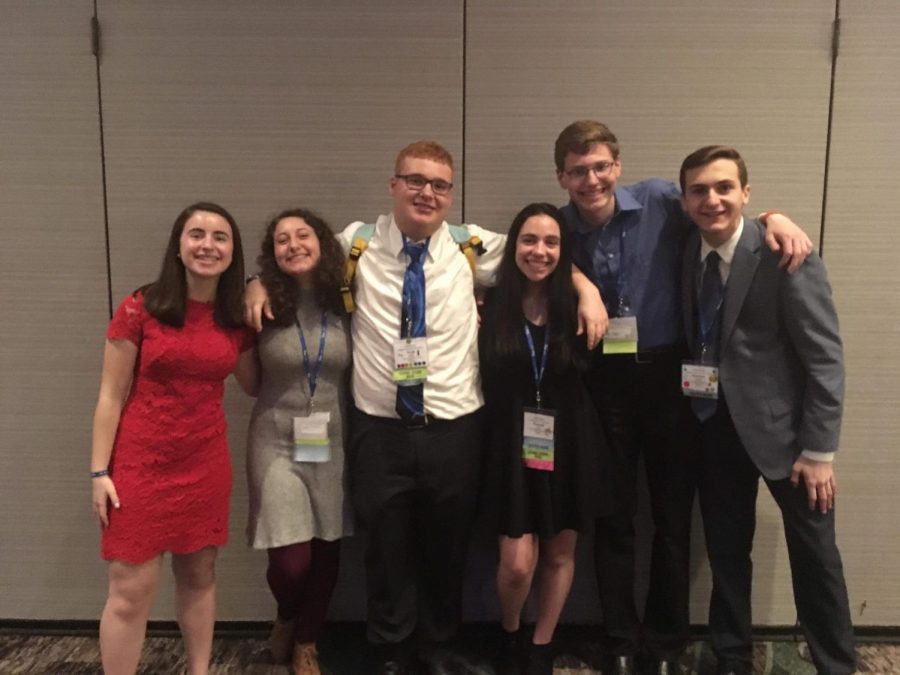 Cohen, second from left, poses with other USY Co-Regional Executive
Board members in April 2019 at the Westin Hotel in Princeton, NJ. after
being elected to their positions.