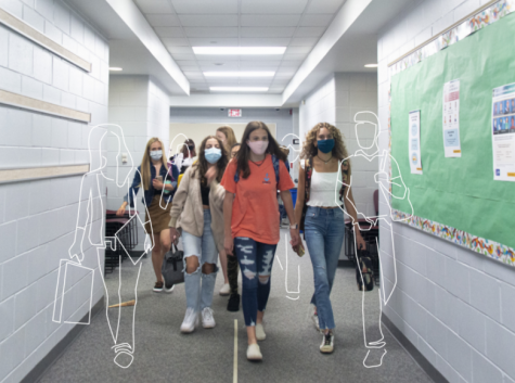 Students walk to class after lunch with the “ghosts” of the students in the other cohort. Many are hoping for the collapse of the cohort system and a return to everyone.