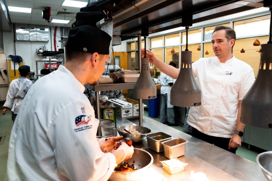 Chefs at the Culinary Education Center prepare a meal on Thursday, April 20. The Center is a collaboration between Brookdale Community College and the Monmouth County Vocational School District. (Joe Wicke/The Inkblot)