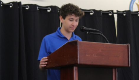 Shawn Ribeiro delivers his SGA election speech on May 15, 2023.