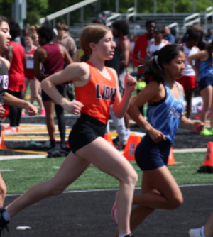 Sophomore Helena Szep of Middletown races for Middletown North at Monmouth Regional High School during the 2024 Monmouth County Outdoor Championships.